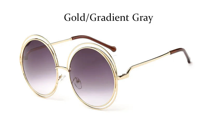 Óculos de Sol Redondo Feminino Retro — Luxuoso, Oversized e com Proteção UV400