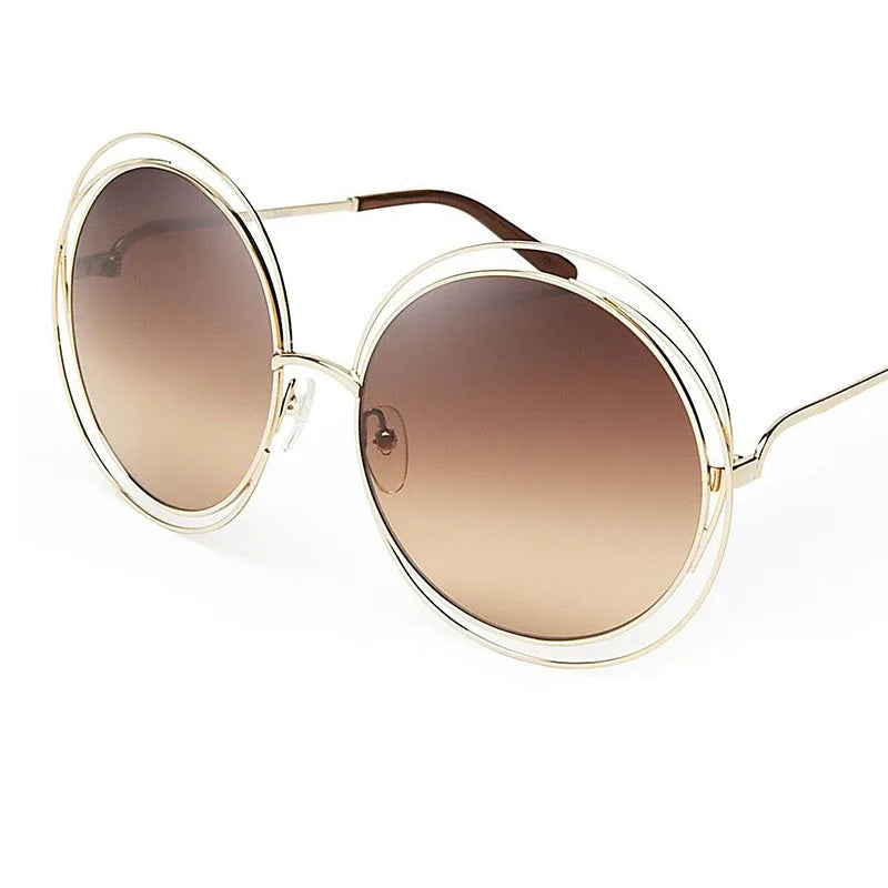 Óculos de Sol Redondo Feminino Retro — Luxuoso, Oversized e com Proteção UV400