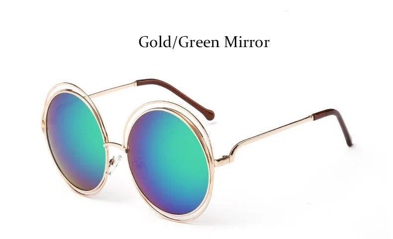 Óculos de Sol Redondo Feminino Retro — Luxuoso, Oversized e com Proteção UV400
