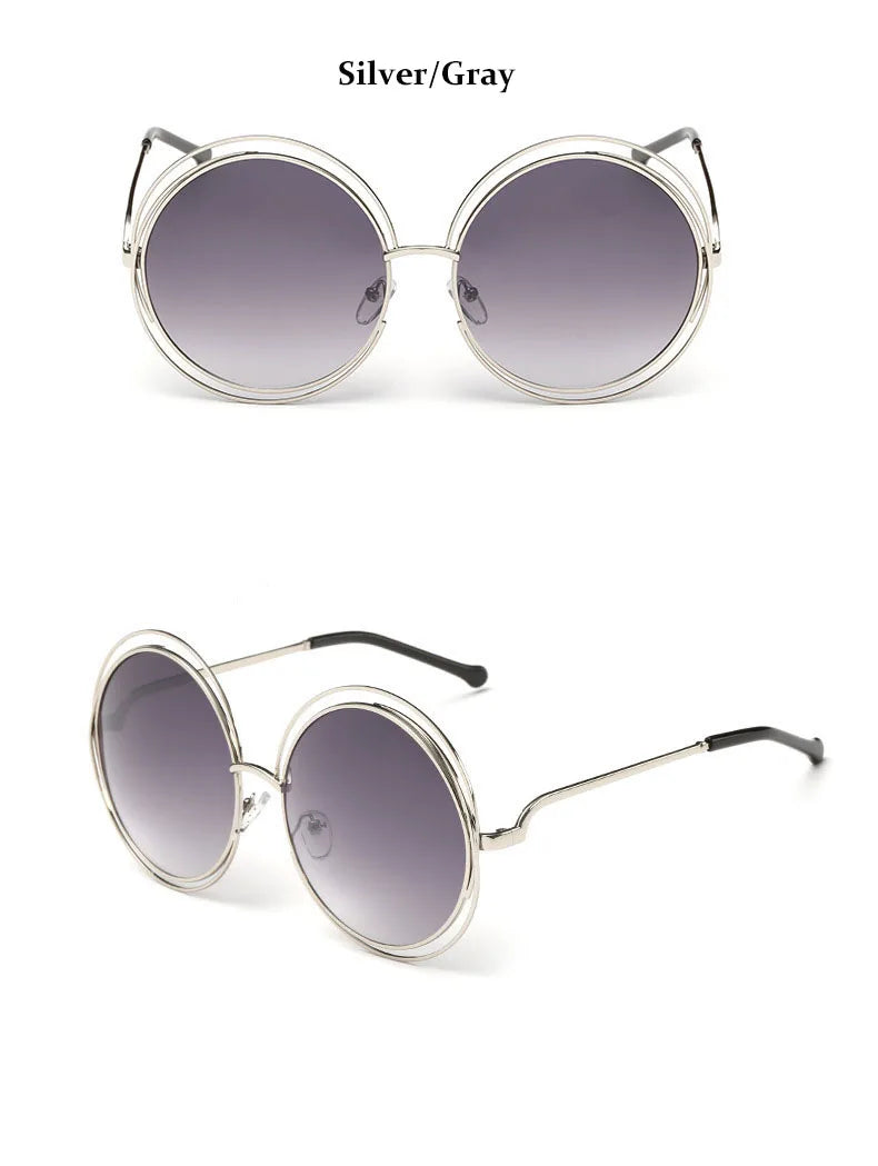Óculos de Sol Redondo Feminino Retro — Luxuoso, Oversized e com Proteção UV400
