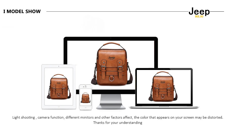 Bolsa Masculina Jeep Buluo Crossbody Elegante — Couro, Grande Capacidade e Estilo Executivo