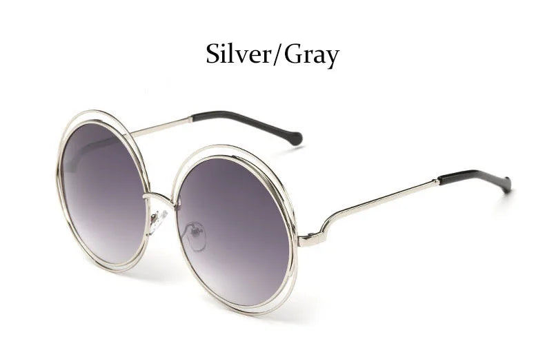 Óculos de Sol Redondo Feminino Retro — Luxuoso, Oversized e com Proteção UV400
