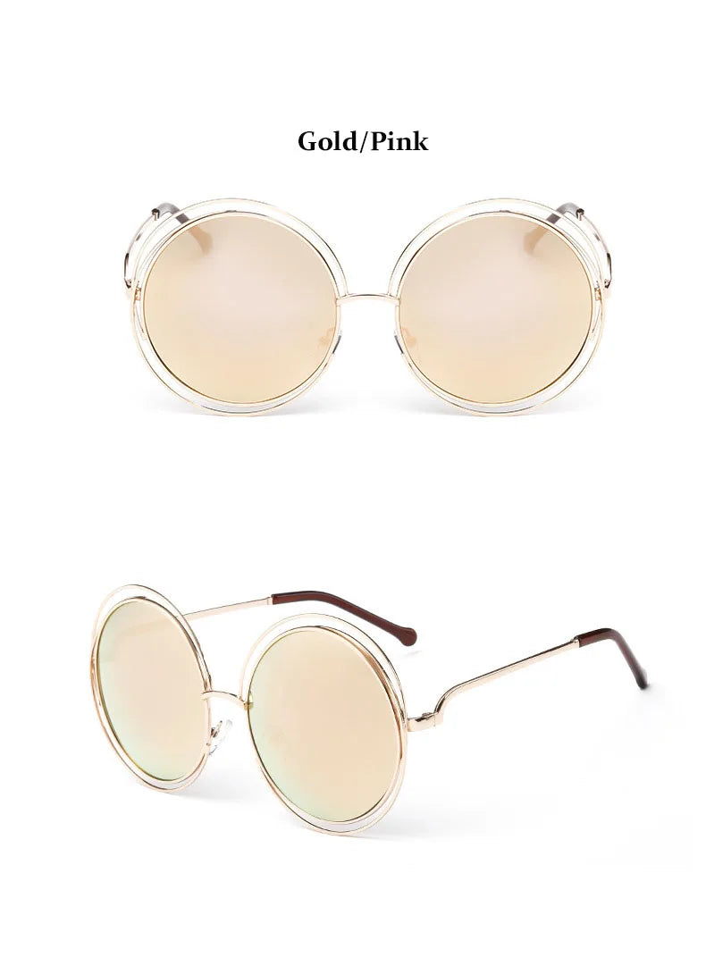 Óculos de Sol Redondo Feminino Retro — Luxuoso, Oversized e com Proteção UV400