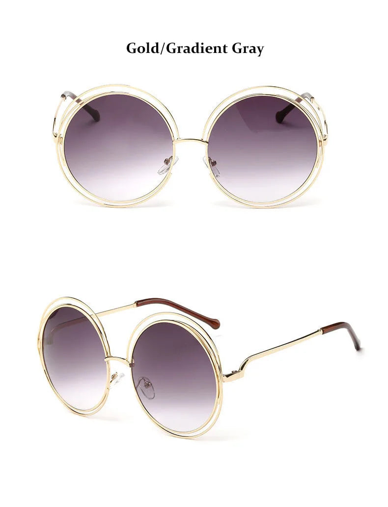 Óculos de Sol Redondo Feminino Retro — Luxuoso, Oversized e com Proteção UV400