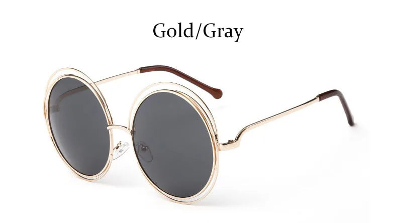 Óculos de Sol Redondo Feminino Retro — Luxuoso, Oversized e com Proteção UV400