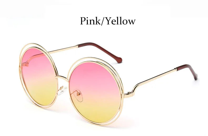 Óculos de Sol Redondo Feminino Retro — Luxuoso, Oversized e com Proteção UV400