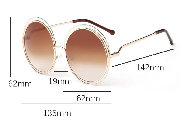 Óculos de Sol Redondo Feminino Retro — Luxuoso, Oversized e com Proteção UV400