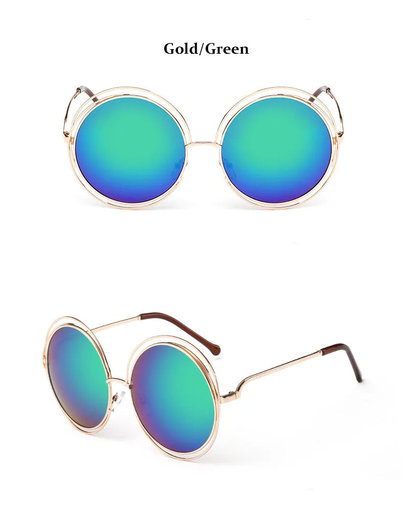 Óculos de Sol Redondo Feminino Retro — Luxuoso, Oversized e com Proteção UV400