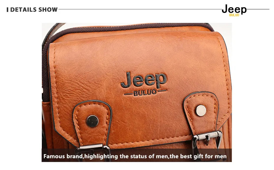 Bolsa Masculina Jeep Buluo Crossbody Elegante — Couro, Grande Capacidade e Estilo Executivo