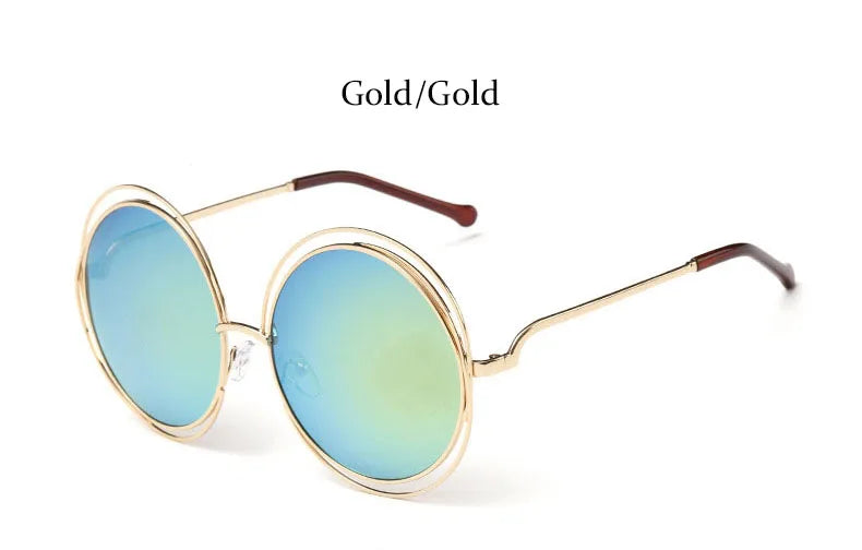 Óculos de Sol Redondo Feminino Retro — Luxuoso, Oversized e com Proteção UV400