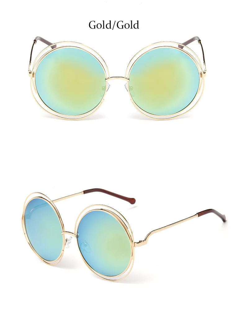 Óculos de Sol Redondo Feminino Retro — Luxuoso, Oversized e com Proteção UV400