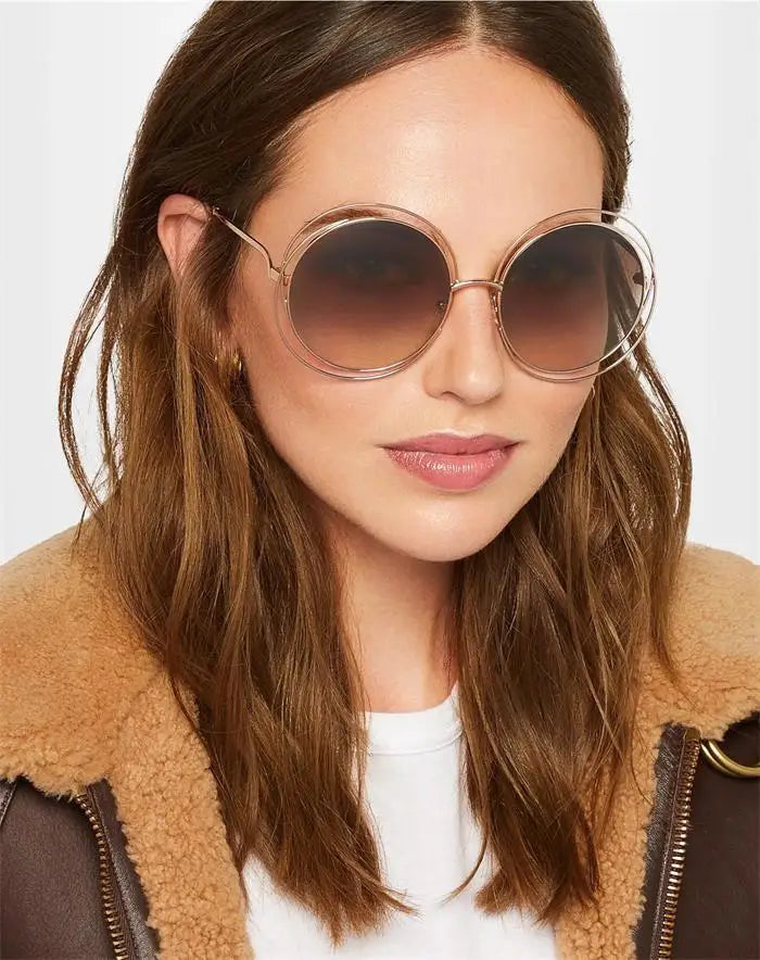 Óculos de Sol Redondo Feminino Retro — Luxuoso, Oversized e com Proteção UV400
