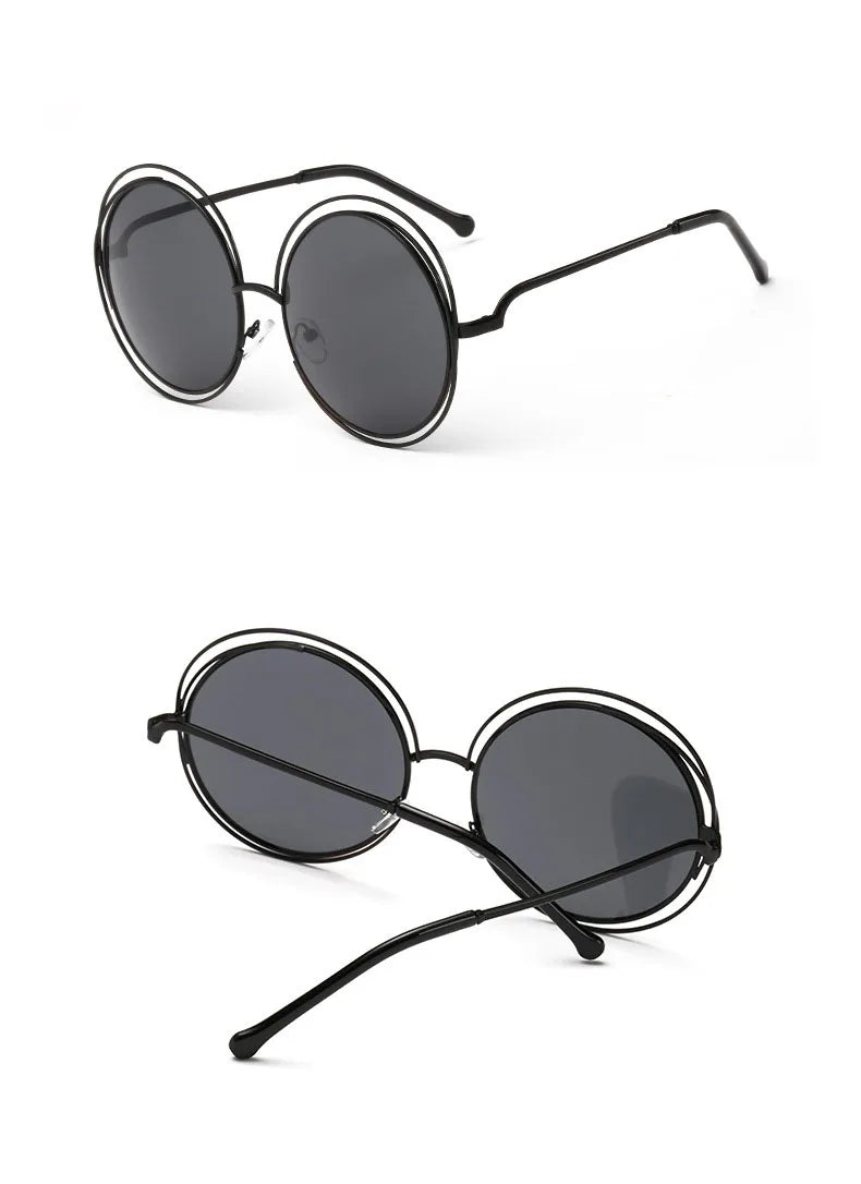 Óculos de Sol Redondo Feminino Retro — Luxuoso, Oversized e com Proteção UV400