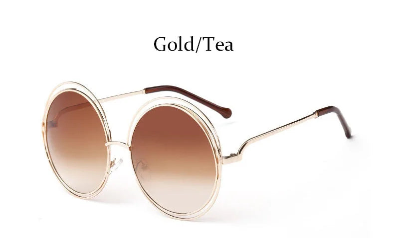 Óculos de Sol Redondo Feminino Retro — Luxuoso, Oversized e com Proteção UV400