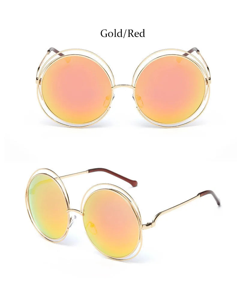 Óculos de Sol Redondo Feminino Retro — Luxuoso, Oversized e com Proteção UV400