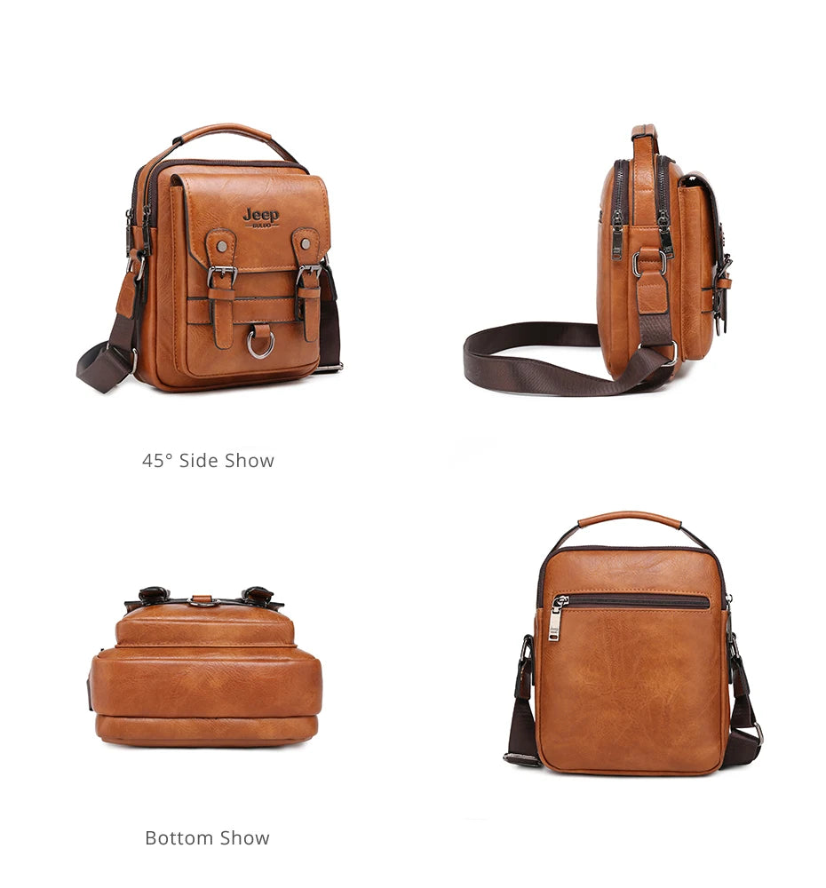 Bolsa Masculina Jeep Buluo Crossbody Elegante — Couro, Grande Capacidade e Estilo Executivo