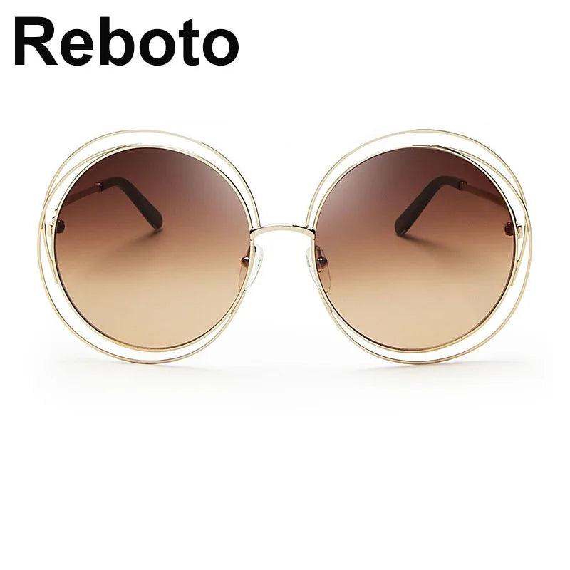 Óculos de Sol Redondo Feminino Retro — Luxuoso, Oversized e com Proteção UV400
