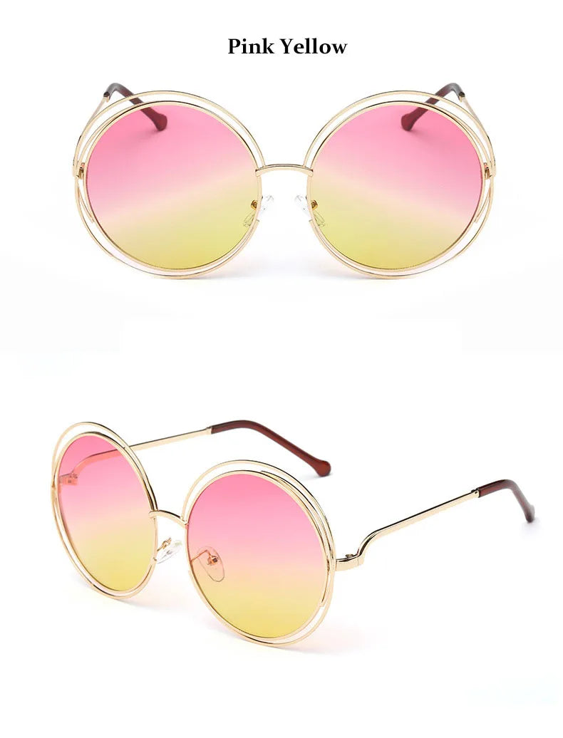 Óculos de Sol Redondo Feminino Retro — Luxuoso, Oversized e com Proteção UV400