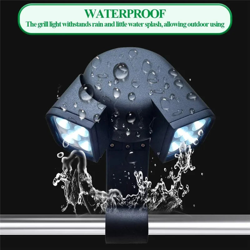 Luz LED Portátil para Churrasqueira — 10 LEDs, Ajustável 180°, Resistente ao Calor para Churrasco e Camping