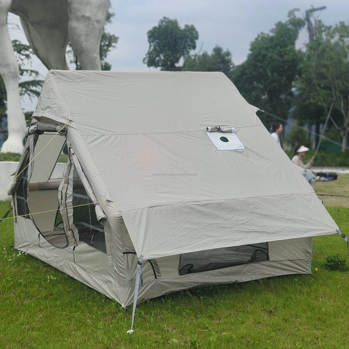 Barraca Inflável para Camping, Barraca Inflável Glamping com Bomba Manual para Todas as Estações, Ideal para Família, Amigos, Acampamento, Encontros ao Ar Livre