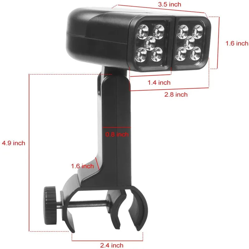 Luz LED Portátil para Churrasqueira — 10 LEDs, Ajustável 180°, Resistente ao Calor para Churrasco e Camping