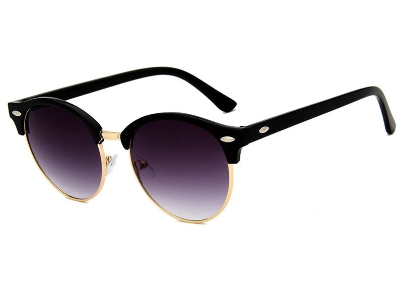 Óculos de Sol Retro Clássico Unissex — Meia Armação Elegante com Lente Espelhada