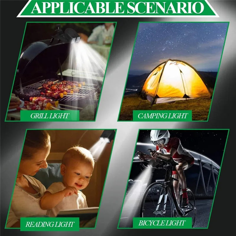 Luz LED Portátil para Churrasqueira — 10 LEDs, Ajustável 180°, Resistente ao Calor para Churrasco e Camping