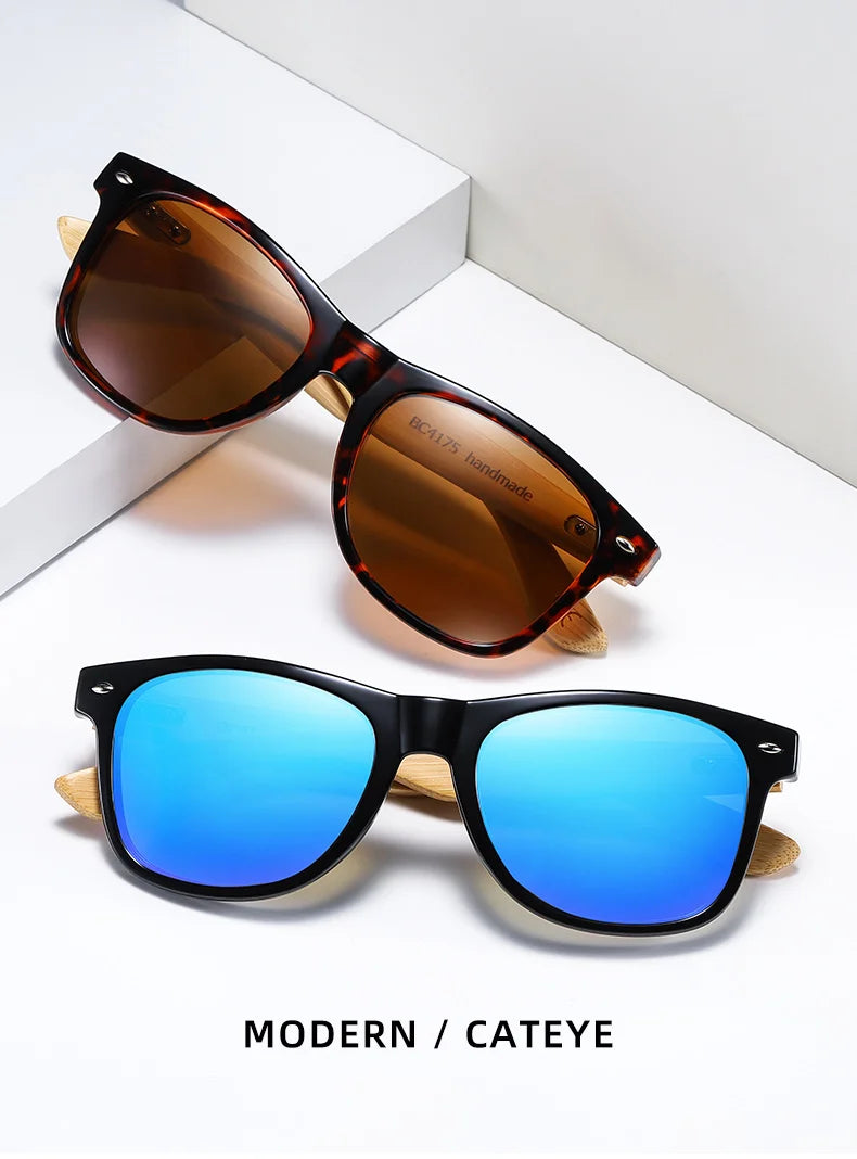Óculos de sol de bambu polarizado BARCUR Homens Óculos de sol de madeira Mulheres Marca Original Madeira UV400 Oculos De Sol