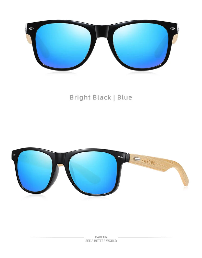 Óculos de sol de bambu polarizado BARCUR Homens Óculos de sol de madeira Mulheres Marca Original Madeira UV400 Oculos De Sol