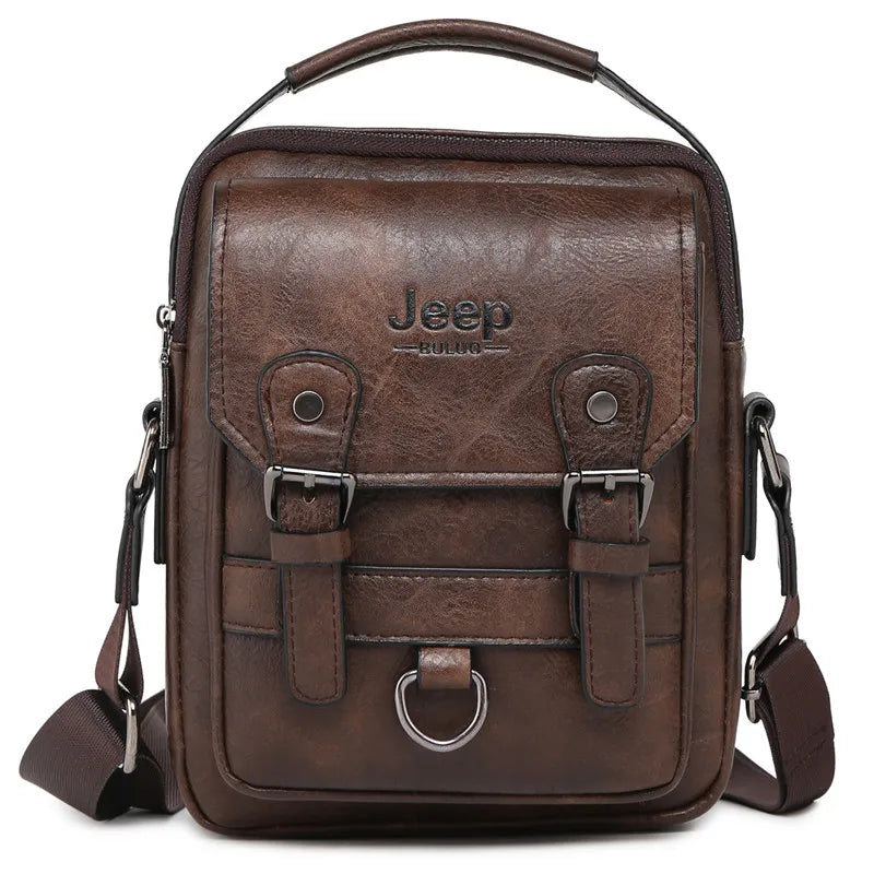 Bolsa Masculina Jeep Buluo Crossbody Elegante — Couro, Grande Capacidade e Estilo Executivo