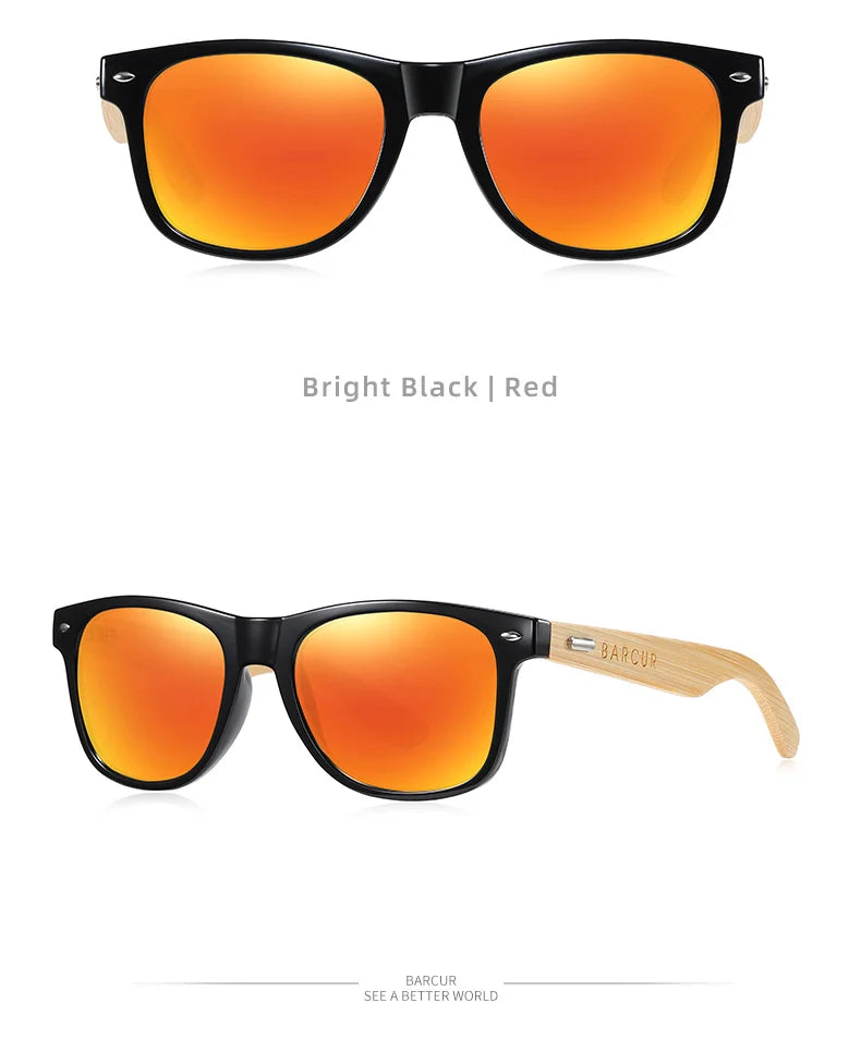 Óculos de Sol Barcur Bambu Polarizado Elegante — Proteção UV400 para Homens e Mulheres