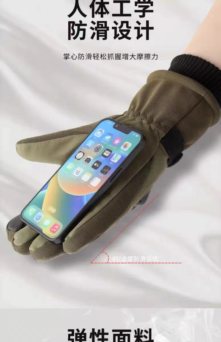 Luva Tática Térmica Impermeável para Motociclista — Forro Polar, Dedo Inteiro e Proteção Corta-vento