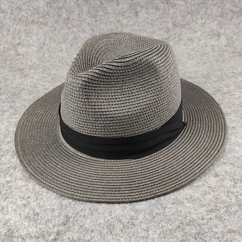 Chapéu Fedora Panamá Premium de Palha 54-62cm Dobrável Unissex Proteção UV para Viagens de Verão
