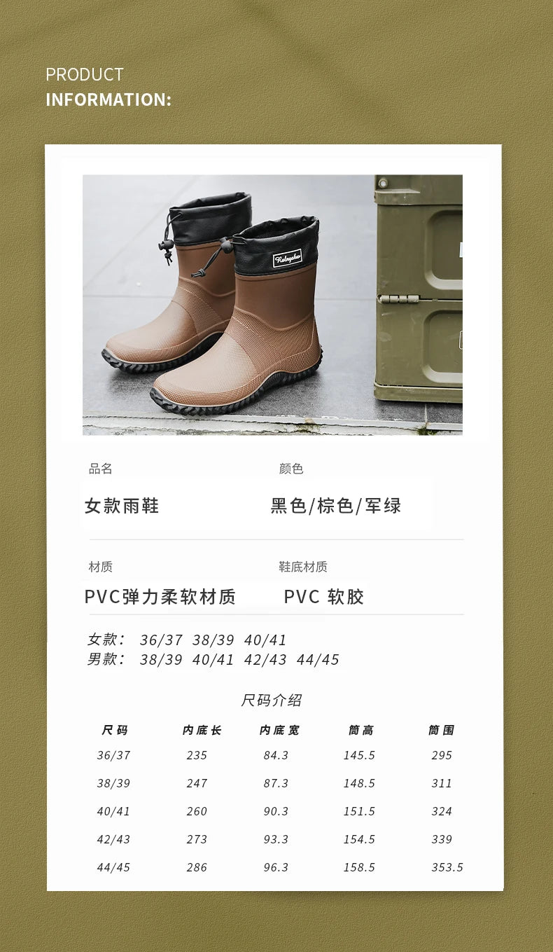Botas de Chuva Curtas Impermeáveis — Leves, Antiderrapantes e Estilosas para o Dia a Dia