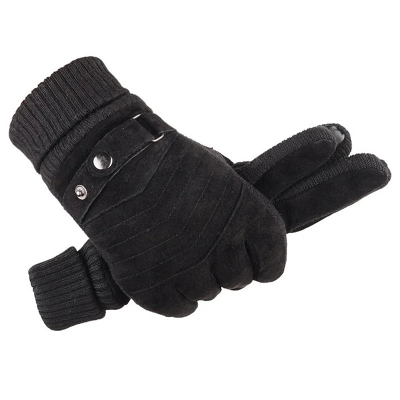 Luvas Inverno Ciclismo Motocicleta Windproof isolamento frio quente couro Touch Screen Anti-Slip pilha grossa dos homens