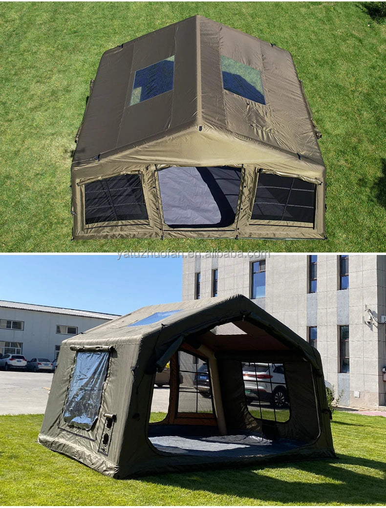 Tendas Infláveis para Camping, à Prova d'Água e à Prova de Vento, Montagem Fácil, para 4 Estações, Cabana de Algodão