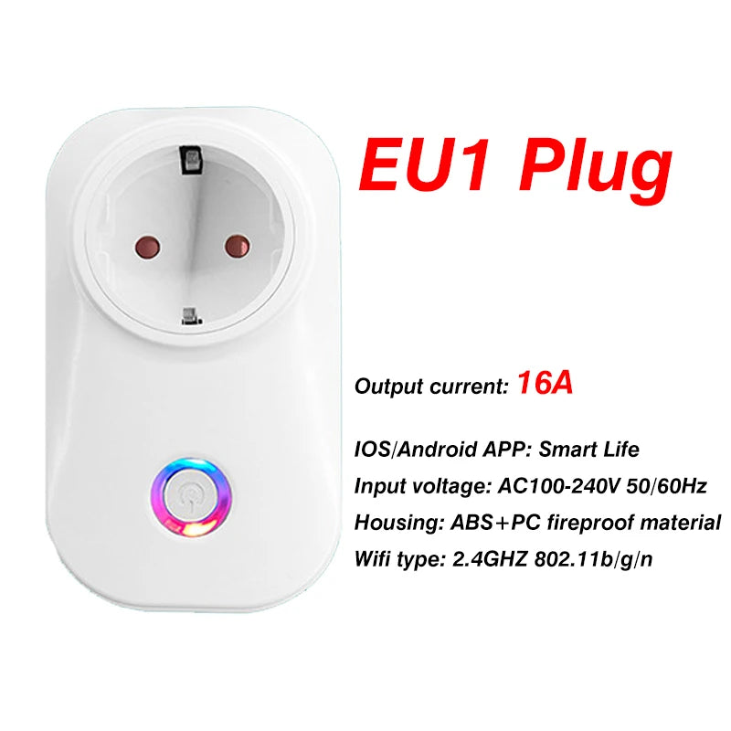 Tomada Inteligente Wi-Fi com Medidor de Energia — 10A/16A, App Tuya/Smart Life, Compativel Alexa e Google