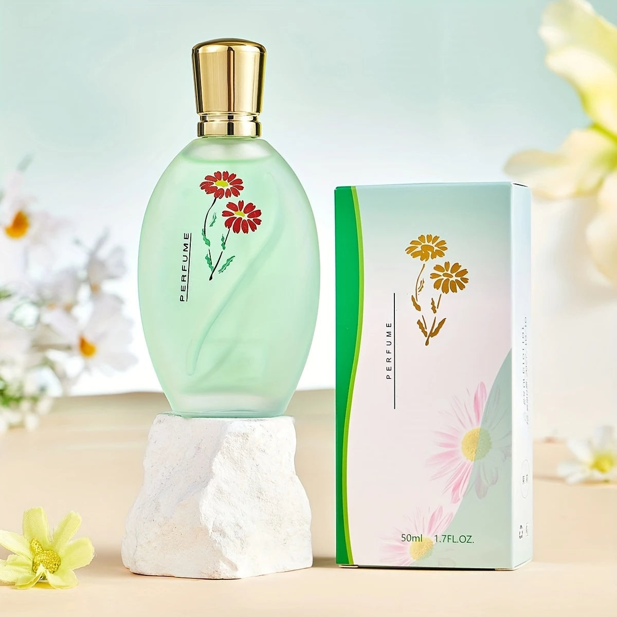 Perfume 50ml com Fragrância de Rosa e Jasmim — Presente Elegante para Homens e Mulheres