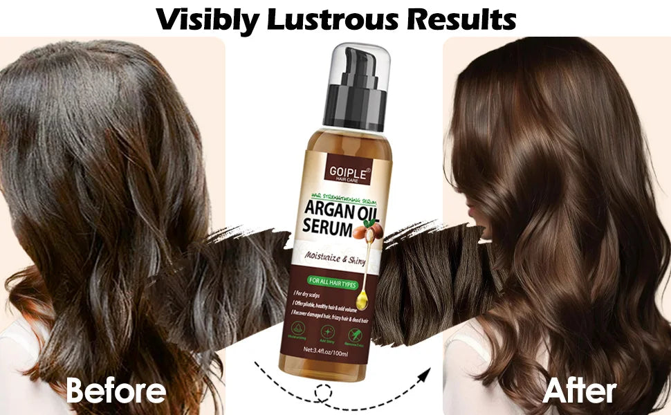 Sérum Capilar de Óleo de Argan Marroquino — Hidratante, Anti-Frizz e Reparador para Cabelos Danificados