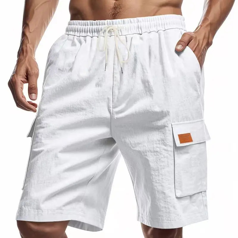 Bermudas Cargo de Secagem Rápida para Homens, Bermudas Táticas com Múltiplos Bolsos, Bermudas Casuais para Atividades ao Ar Livre com Cintura Elástica e Cordão