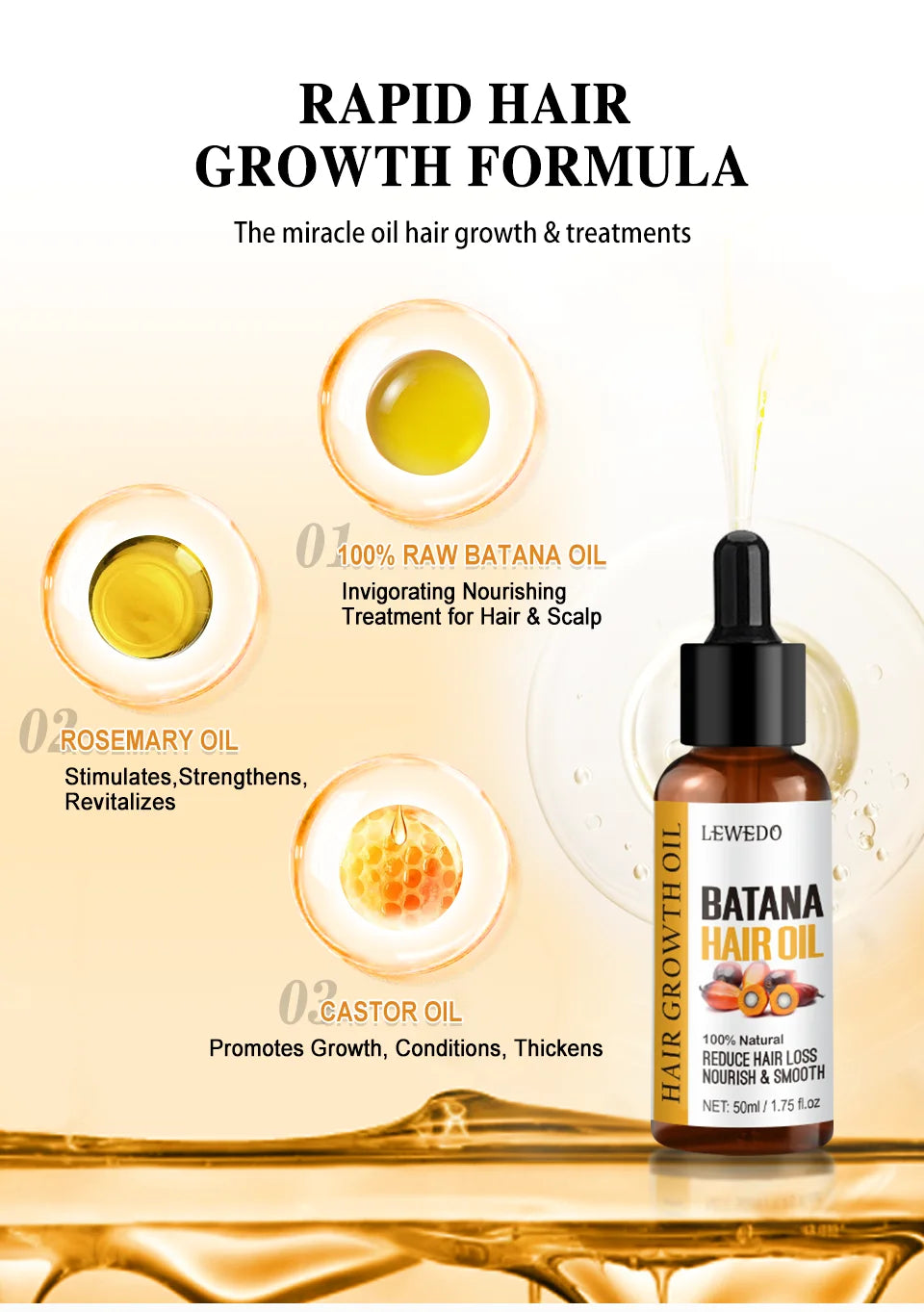 Sérum de Crescimento Capilar com Batana Oil — Anti-Queda, Reparador e Estimulante Natural