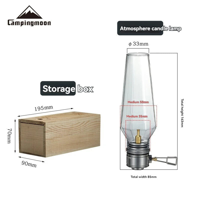Lâmpada a Gás Sem Núcleo CAMPINGMOON T-1 para Acampamento, Lâmpada a Gás para Tenda, Lâmpada a Gás Plana para Atmosfera de Acampamento