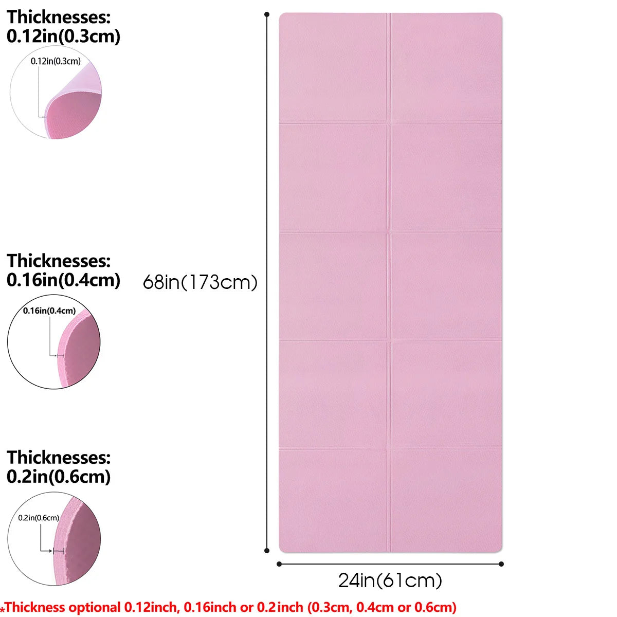 Tapete de Yoga e Pilates Antiderrapante — EVA 173x61cm em 3 Espessuras e 6 Cores