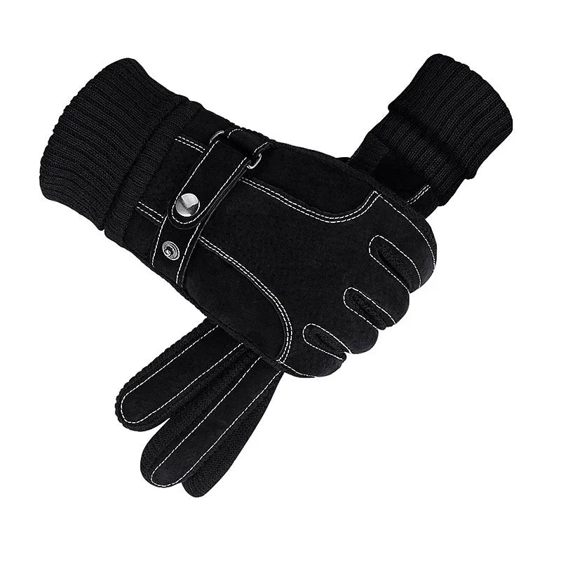 Luvas Inverno Ciclismo Motocicleta Windproof isolamento frio quente couro Touch Screen Anti-Slip pilha grossa dos homens