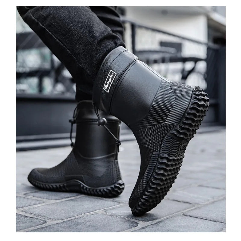 Botas de chuva curtas masculinas roupas de trabalho ao ar livre sapatos impermeáveis femininos de cano baixo leve antiderrapante botas de chuva de praia