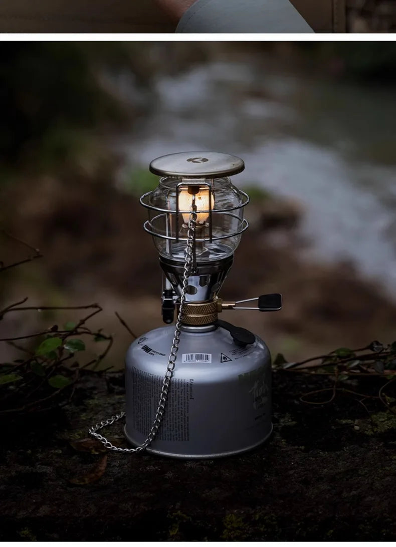 Camingmoon portátil capa de vidro acampamento ao ar livre lanterna tenda lâmpada luz ao ar livre lâmpada gás