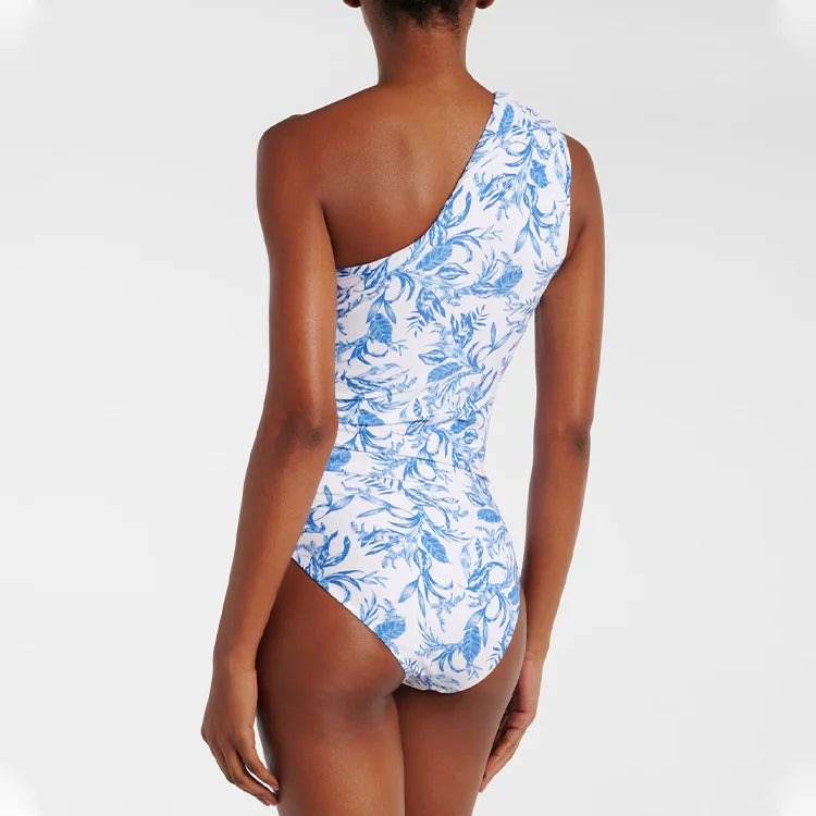 Maiô Floral Azul Elegante de Uma Peça — Estilo e Conforto para Mulheres