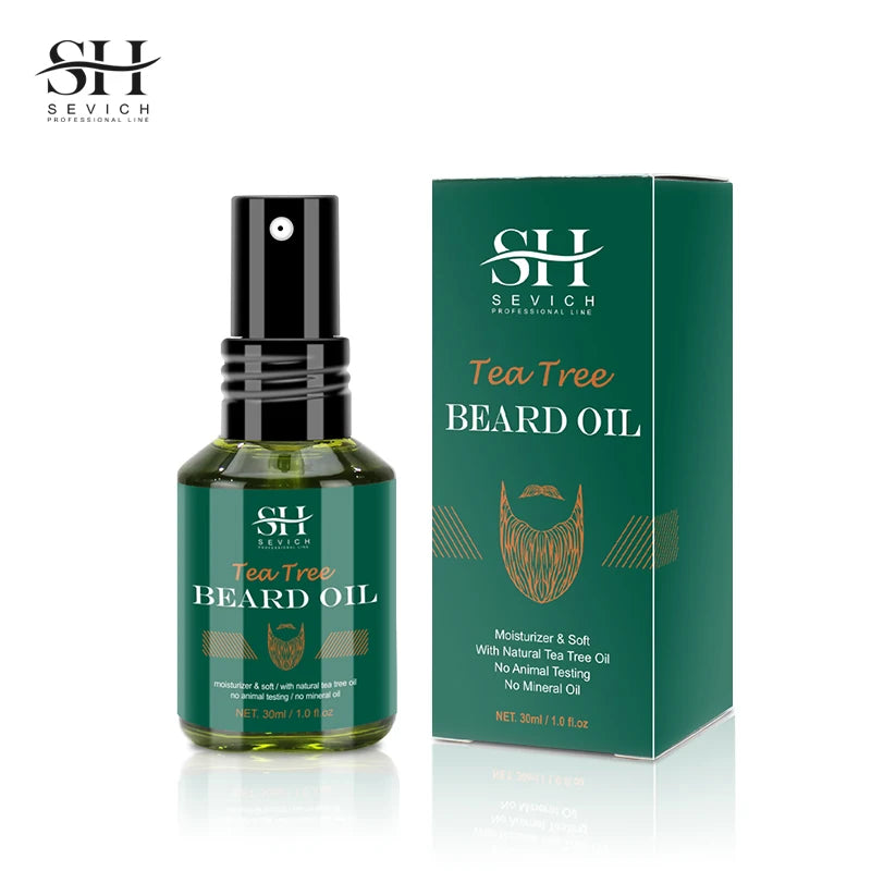 Kit de Crescimento de Barba com Árvore de Chá — Óleo Nutritivo, Hidratante e Anti-Queda Capilar