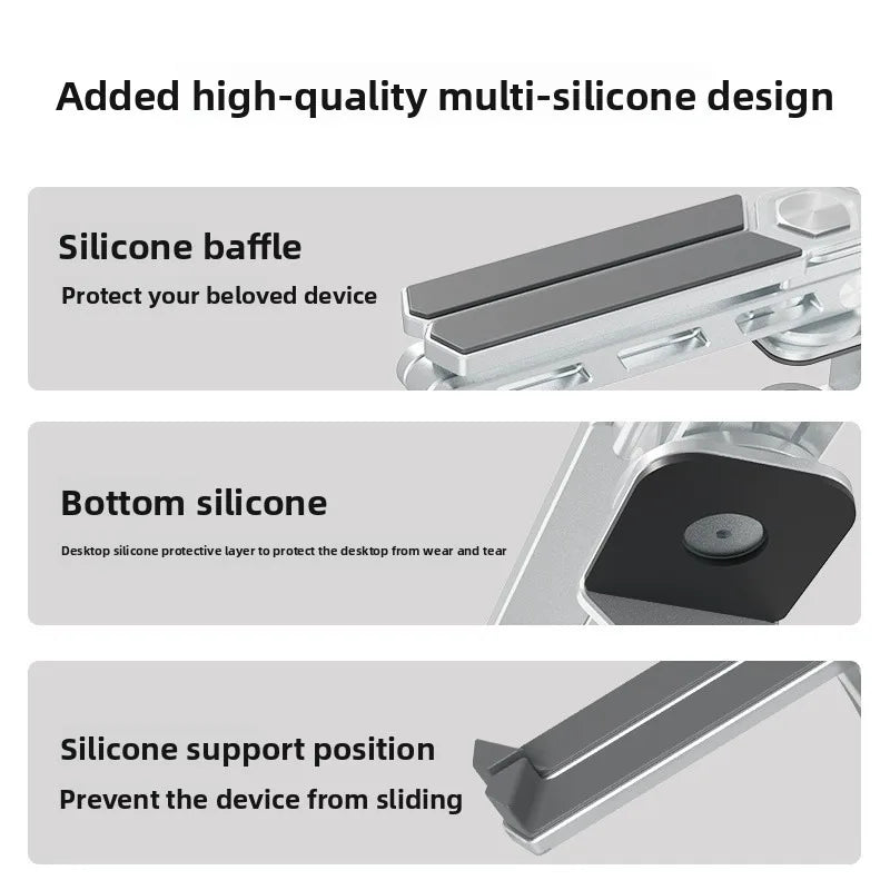 Suporte de Laptop e Tablet 2 em 1 Destacavel — Aluminio, Rotacao 360°, Dobravel para Mesa