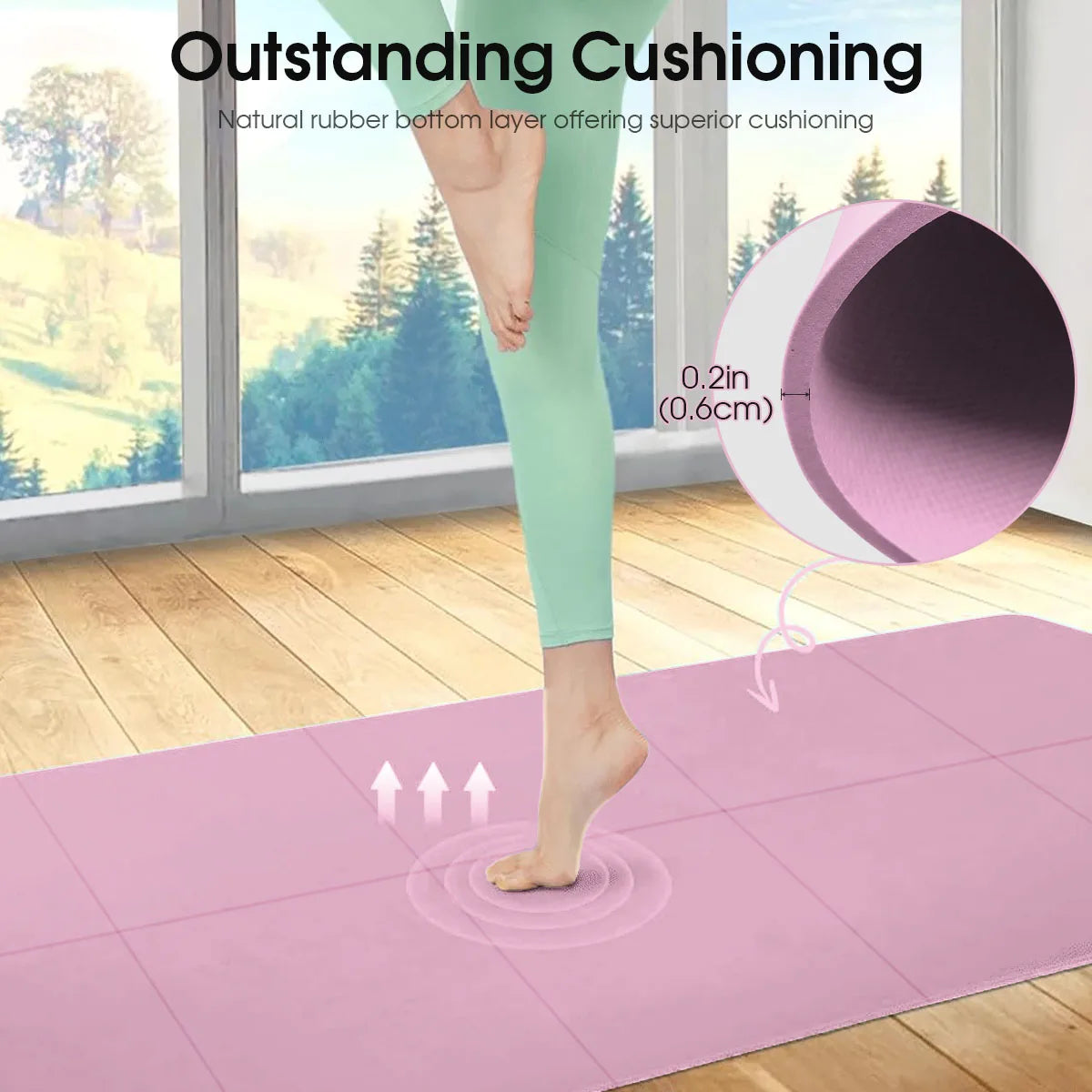 Tapete de Yoga e Pilates Antiderrapante — EVA 173x61cm em 3 Espessuras e 6 Cores